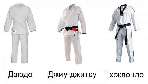 Сравнение кимоно для занятий дзюдо, джиу-джитсу и тхэквандо
